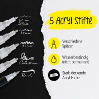ONLINE® Silver Lettering Acrylstifte-Set silber 5 St.