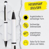 ONLINE® Kugelschreiber Hexagon Stylus weiß,...