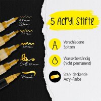 ONLINE® Gold Lettering Acrylstifte-Set gold 5 St.