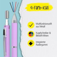 ONLINE® 4-Farben-Kugelschreiber Multipen lila, Schreibfarbe: rot, blau, schwarz, grau, 1 St.
