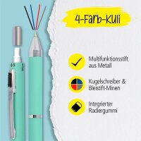 ONLINE® 4-Farben-Kugelschreiber Multipen mint, Schreibfarbe: rot, blau, schwarz, grau, 1 St.