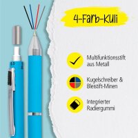 ONLINE® 4-Farben-Kugelschreiber Multipen blau, Schreibfarbe: rot, blau, schwarz, grau, 1 St.