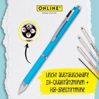 ONLINE® 4-Farben-Kugelschreiber Multipen blau, Schreibfarbe: rot, blau, schwarz, grau, 1 St.