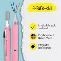 ONLINE® 4-Farben-Kugelschreiber Multipen rose, Schreibfarbe: rot, blau, schwarz, grau, 1 St.