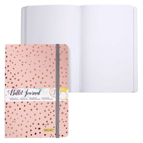 ONLINE® Notizbuch Bullet Journal Spotlights Rose DIN A5 punktkariert, mehrfarbig Softcover 144 Seiten, 1 St.