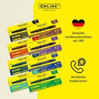 ONLINE® Tintenpatronen für Füller Kombi königsblau, schwarz, braun, nachtblau, lila, rot, grün, türkis, 40 St.