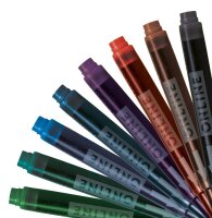 ONLINE® Tintenpatronen für Füller Kombi königsblau, schwarz, braun, nachtblau, lila, rot, grün, türkis, 40 St.