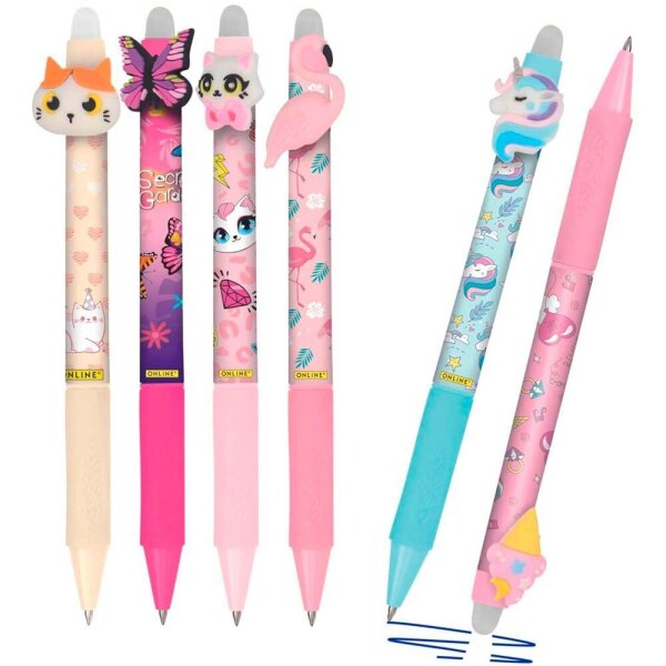 ONLINE® magiXX Fun Gelschreiber Girls 0,7 mm, Schreibfarbe: blau, 6 St.