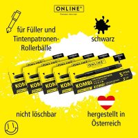 ONLINE® Tintenpatronen für Füller Kombi schwarz, 25 St.