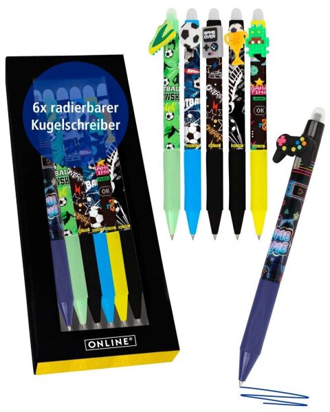 ONLINE® magiXX Fun Gelschreiber Boys 0,7 mm, Schreibfarbe: blau, 6 St.
