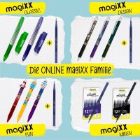 ONLINE® magiXX Design Girls Gelschreiber lila, rosa, schwarz 0,7 mm, Schreibfarbe: blau, 3 St.