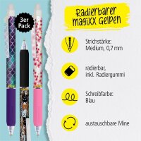 ONLINE® magiXX Design Girls Gelschreiber lila, rosa, schwarz 0,7 mm, Schreibfarbe: blau, 3 St.