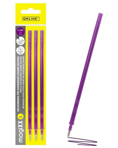 ONLINE® magiXX L Gelschreiberminen lila 0,7 mm 3 St.