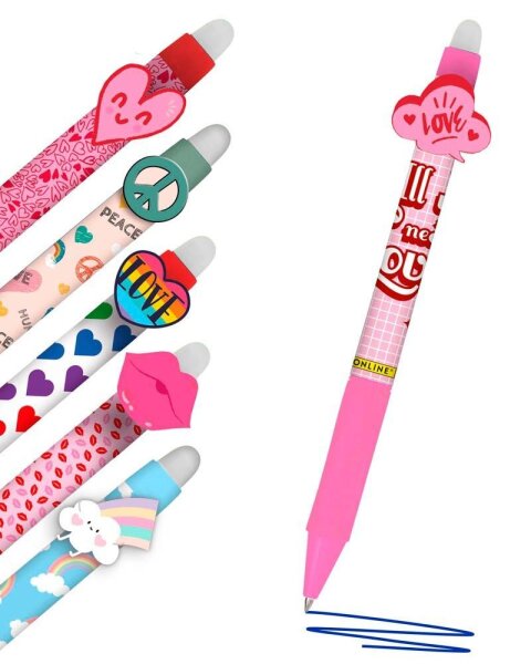 ONLINE® magiXX Fun Gelschreiber Love& 0,7 mm, Schreibfarbe: blau, 6 St.