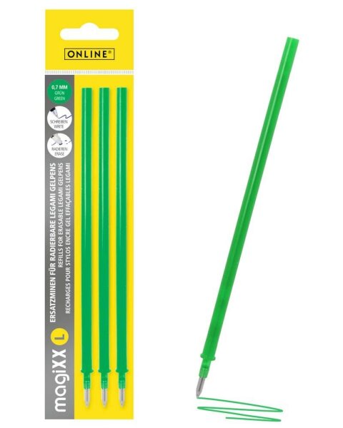 ONLINE® magiXX L Gelschreiberminen grün 0,7 mm 3 St.