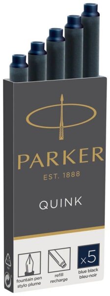 PARKER Tintenpatronen für Füller 1950384 blau-schwarz, 5 St.