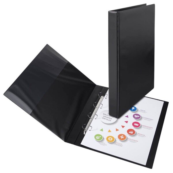 VELOFLEX Ringbuch 4-Ringe schwarz 4,0 cm DIN A3 hoch, 1 St.