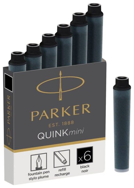PARKER Tintenpatronen für Füller QUINKmini schwarz, 6 St.