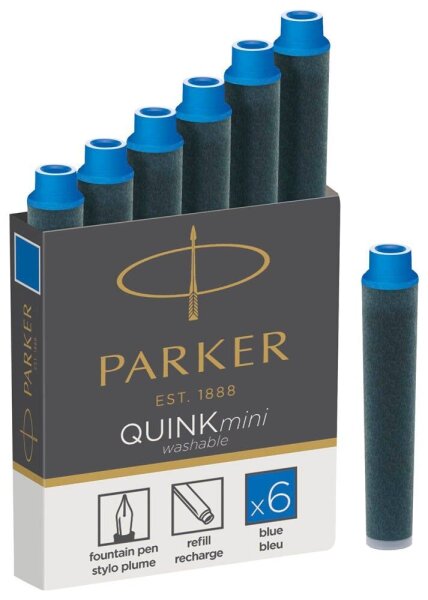 PARKER Tintenpatronen für Füller QUINKmini blau, 6 St.