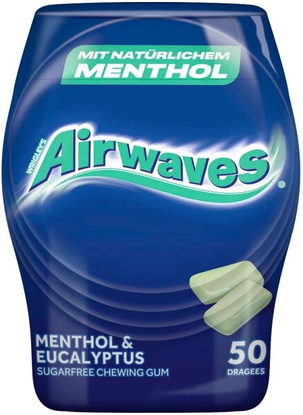 Airwaves MENTHOL & EUKALYPTUS Kaugummis 50 Dragees, 1 St.