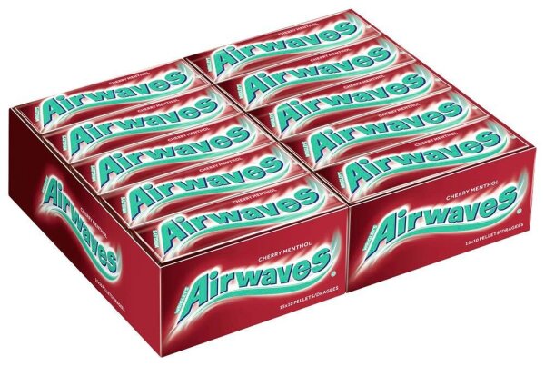 Airwaves CHERRY MENTHOL Kaugummis 30x 10 Dragees, 30 St.