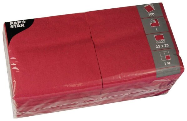 PAPSTAR Servietten weinrot 1-lagig 33,0 x 33,3 cm, 500 St.