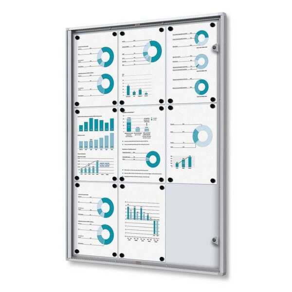 Showdown® Displays Schaukasten Economy XS B1 silber 9x DIN A4 71,1 x 2,6 x 96,3 cm, 1 St.