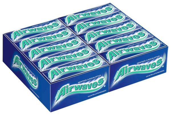 Airwaves MENTHOL & EUKALYPTUS Kaugummis 30x 10 Dragees, 30 St.