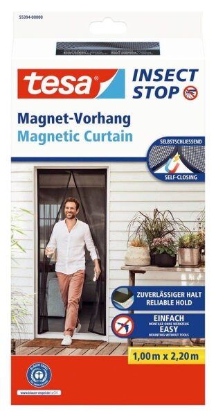 tesa Fliegengitter Insect Stop Magnetvorhang anthrazit 1,0 x 2,2 m