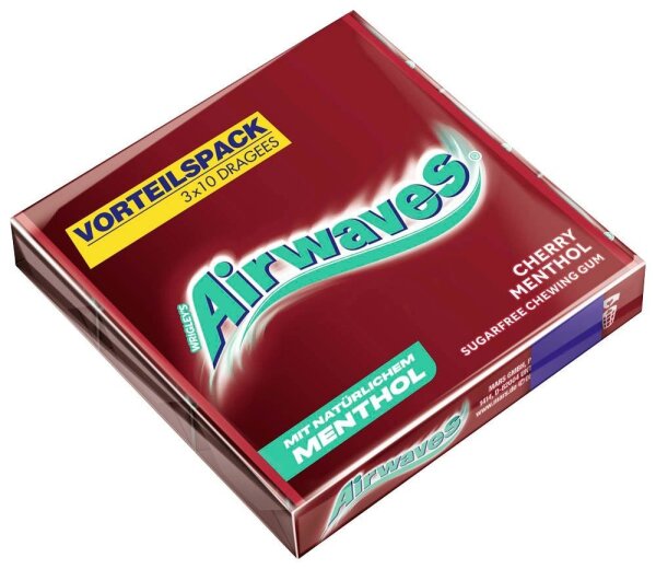 Airwaves CHERRY MENTHOL Kaugummis 3x 10 Dragees, 1 St.