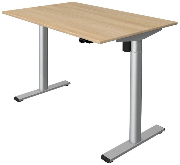 Kerkmann Move 1 base elektrisch höhenverstellbarer Schreibtisch eiche hell rechteckig, T-Fuß-Gestell silber 120,0 x 80,0 cm