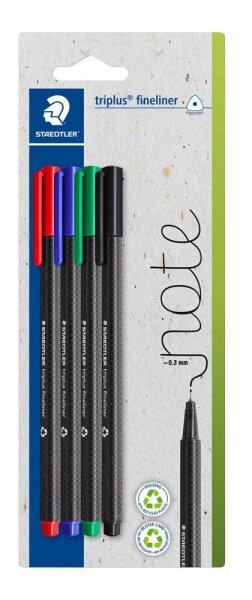 STAEDTLER triplus® Fineliner farbsortiert 0,3 mm, 4 St.