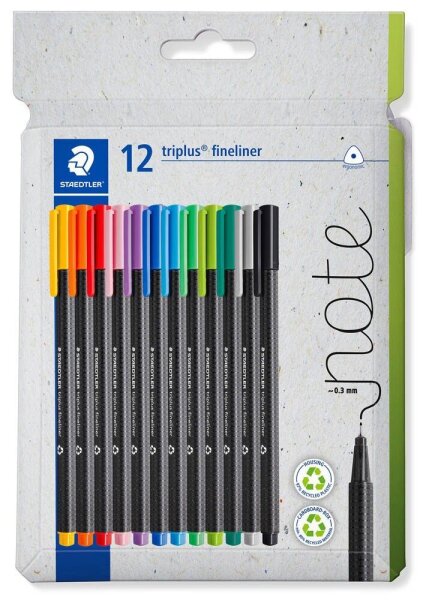 STAEDTLER triplus® Fineliner farbsortiert 0,3 mm, 12 St.