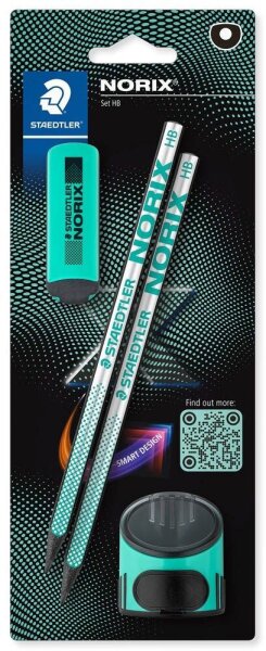 STAEDTLER Norix® Bleistifte HB silber,franch green mit Radierer, 1 Set