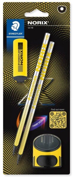 STAEDTLER Norix® Bleistifte HB silber,gelb mit Radierer, 1 Set