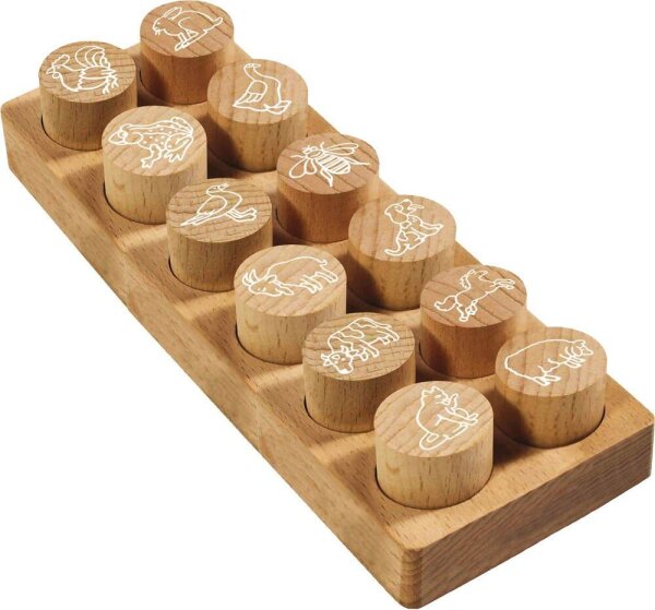 COLOP Woodies Motivstempel-Set Farm animals 3,0 x 3,0 cm, 12 St.