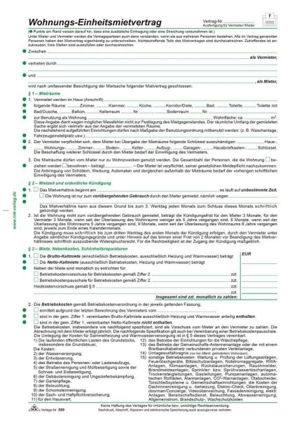 RNK-Verlag 599/10 Mietverträge für Wohnungen, 10 St.
