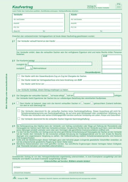 RNK-Verlag 584/10 Universal-Kaufverträge, 10 St.