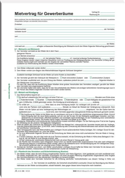 RNK-Verlag 598/10 Mietverträge für Gewerberäume, 10 St.