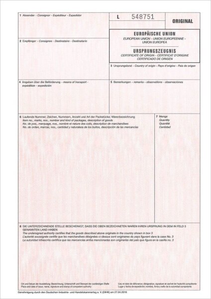 ROTH Ursprungszeugnisse, 50 St.