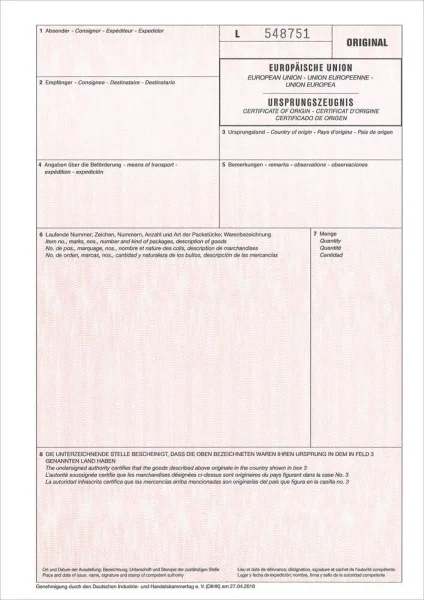 ROTH Ursprungszeugnisse, 50 St.
