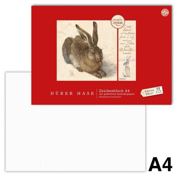 Edition Dürer Zeichenblock Dürer Hase DIN A4 100 g/qm, 18 Blatt, 1 Block