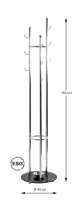 HAKU Möbel Kleiderständer 89255 silber Metall 9 Haken 40,0 x 183,0 cm, 1 St.