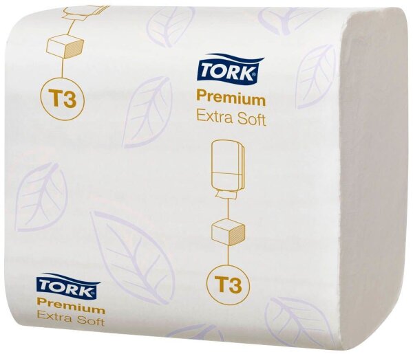 TORK Einzelblatt-Toilettenpapier T3 Premium Extra Soft 2-lagig, 7.560 Tücher