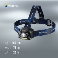 VARTA Work-Flex-Motion-Sensor H20 LED Stirnlampe schwarz 6,0 cm, 150 Lumen, 3,0 W, 1 St.