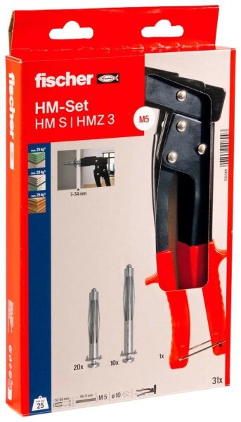 fischer HM S/HMZ 3 531389 Dübel- und Schrauben-Sortiment, 31-teilig