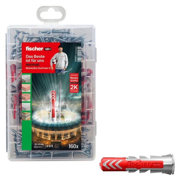 fischer Meister-Box Wohnraum 535972 Dübel- und Schrauben-Sortiment, 160-teilig