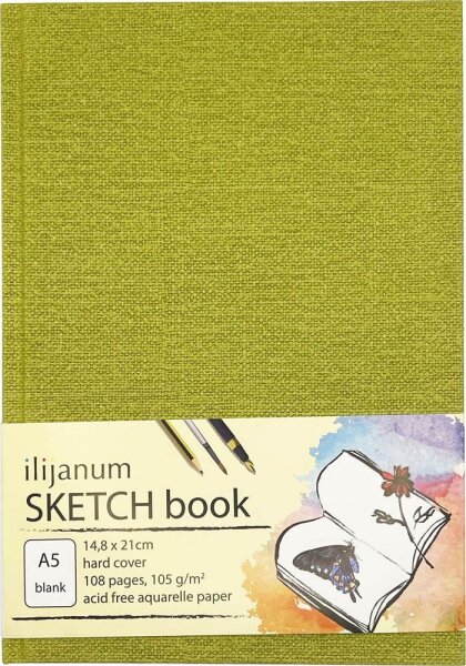 Ilijanum Skizzenbuch DIN A5 blanko, limette Hardcover 54 Seiten, 1 St.