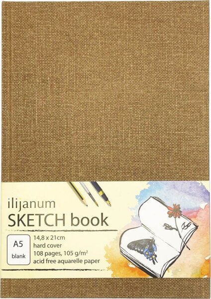 Ilijanum Skizzenbuch DIN A5 blanko, walnuss Hardcover 54 Seiten, 1 St.