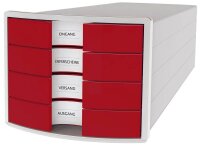 HAN Schubladenbox Impuls  rot 1012-17D, DIN A4 mit 4 Schubladen, 1 St.